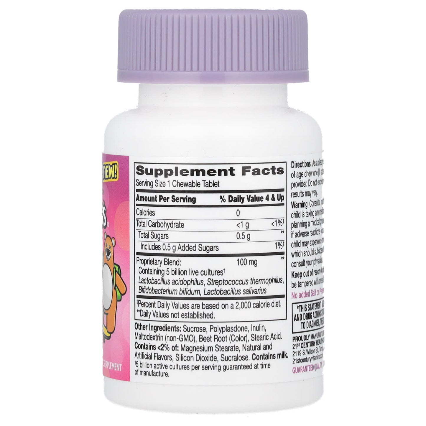 21st Century, Zoo Friends, Children's Chewable Probiotic, Age 4+, Fruit Punch, 30 Chewable Tablets