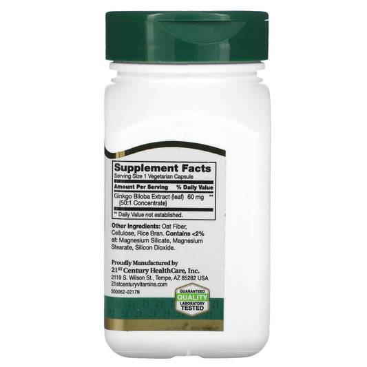 21st Century, Ginkgo Biloba Extract, Standardized, 60 Vegetarian Capsules (60 mg per Capsule)