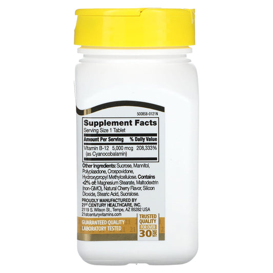 21st Century, Vitamin B-12, Cherry, 5,000 mcg, 110 Sublingual Tablets