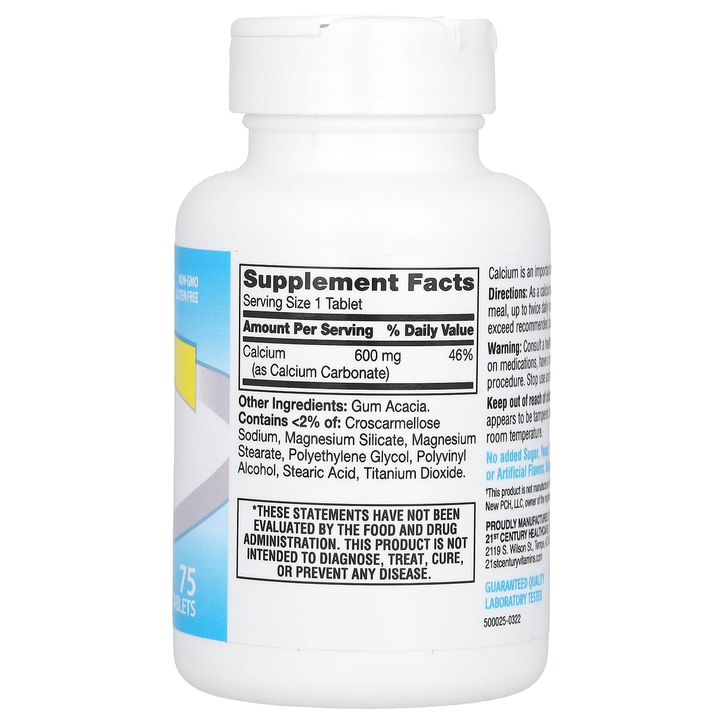 21st Century, Calcium Supplement 600, 75 Tablets (600 mg per Tablet)