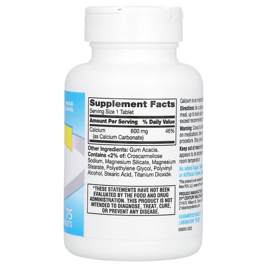 21st Century, Calcium Supplement 600, 75 Tablets (600 mg per Tablet)