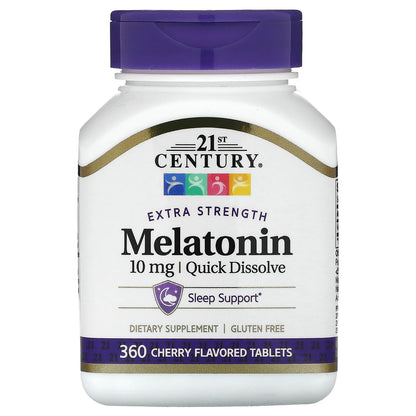 21st Century, Extra Strength Melatonin, Quick Dissolve, Cherry, 10 mg, 360 Tablets
