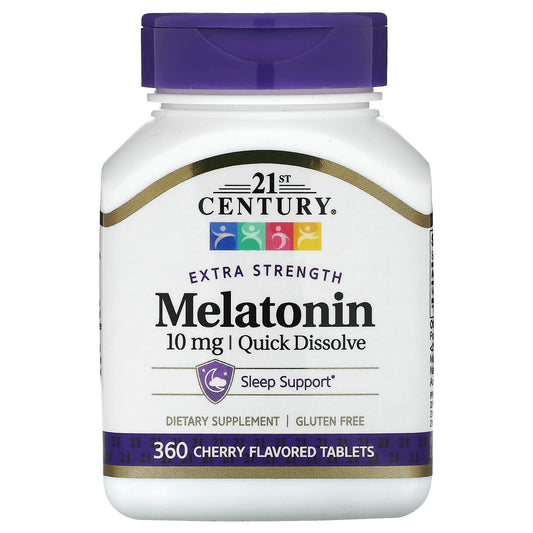 21st Century, Extra Strength Melatonin, Quick Dissolve, Cherry, 10 mg, 360 Tablets