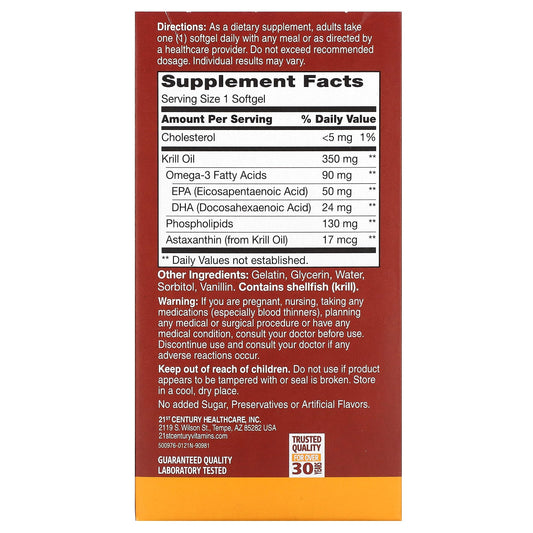 21st Century, Krill Oil, 350 mg, 60 Softgels