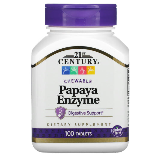 21st Century, Chewable Papaya Enzyme, 100 Tablets (22 mg per Tablet)