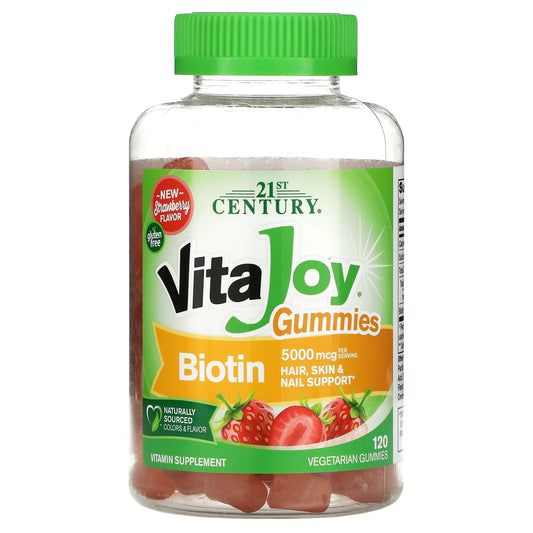 21st Century, VitaJoy Biotin Gummies, Strawberry Flavor, 120 Vegetarian Gummies (2,500 mcg per Gummy)