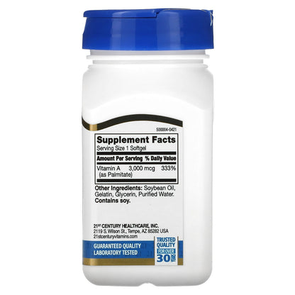 21st Century, Vitamin A, 3,000 mcg (10,000 IU), 110 Softgels