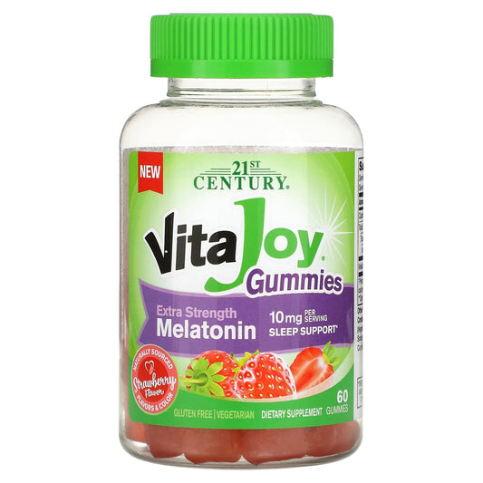 21st Century, Vita Joy Melatonin Gummies, Extra Strength, Strawberry, 60 Gummies (5 mg per Gummy)
